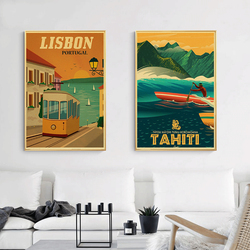 TAHITI-Affiches murales rétro vintage, peinture d'art, vues détaillées, New York, Londres, Italie, voyage, villes, paysage small picture n° 3