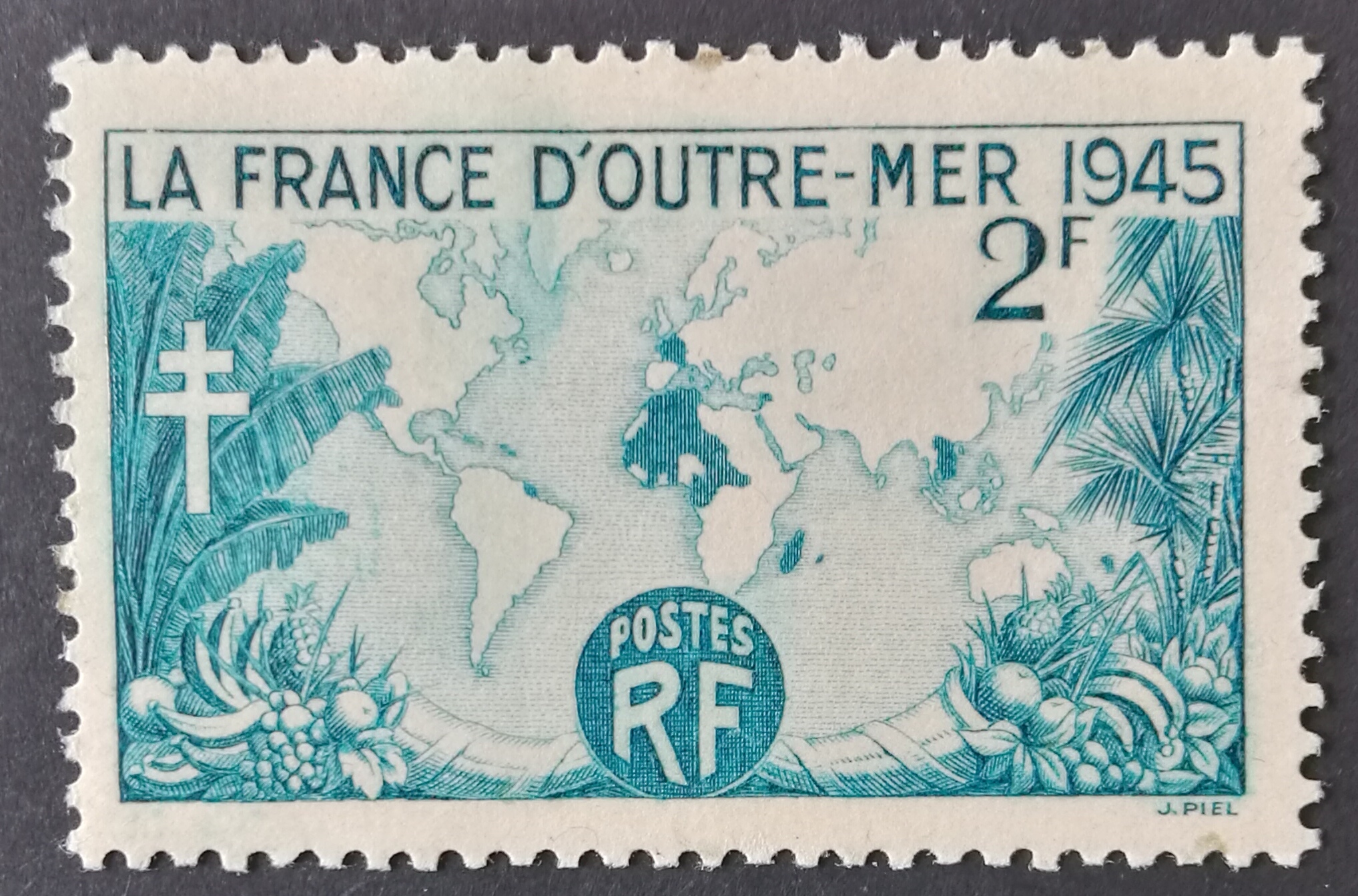 Timbres Poste de la Nouvelle France, Gravure de la Carte du Monde, MNH, 1946, 1 Pièce/Ensemble n° 1