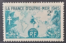 Timbres Poste de la Nouvelle France, Gravure de la Carte du Monde, MNH, 1946, 1 Pièce/Ensemble