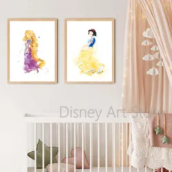 Disney-Affiche d'art de princesse d'interconnexion, peinture sur toile de fête de princesse, peinture de cendrillon, décor de chambre de filles, peinture murale de gérer Elsa Pepper small picture n° 4