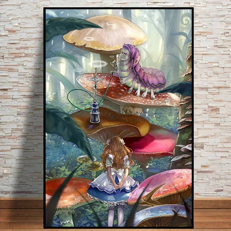 Affiche Imprimée Disney Alice au Pays des Merveilles pour Chambre d'Enfant, Dessin Animé Chat du Cheshire, Peinture sur Toile, Art Mural, Image d'Animé, Décoration de Maison n° 4