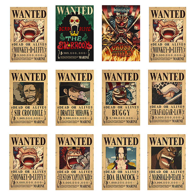 Décoration murale vintage One Piece Anime, Luffy Sun God, Intérieur a Bounty Wanted Posters, Law peuvFigures, Sticker Toys, Gear 5, Salon n° 2