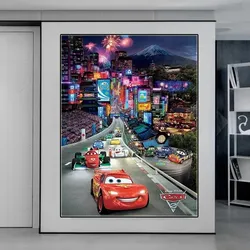 Peinture sur toile de dessin animé Disney, impression HD, Pixar Car 2, affiche McQueen, art mural pour salon, décoration de la maison small picture n° 3