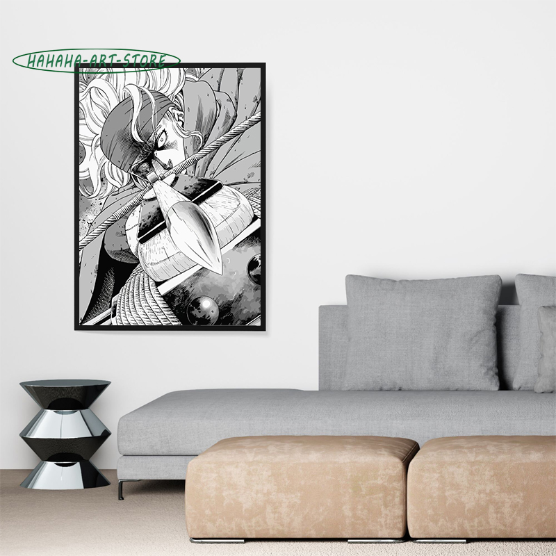 Affiche de toile de manga japonais en noir et blanc, saga de Vinland, impression d'art, décor de mur, décor de pièce d'anime n° 3