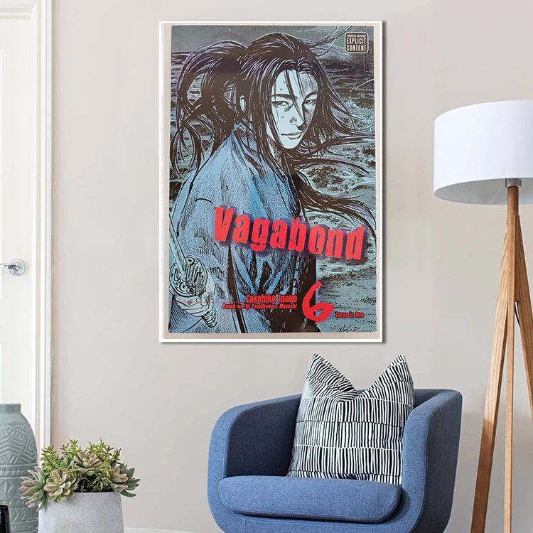 Affiche de dessin animé japonais samouraï, toile de Miyamoto Musashi Inoue takhiko, peinture murale, images d'art, décoration de la maison n° 4