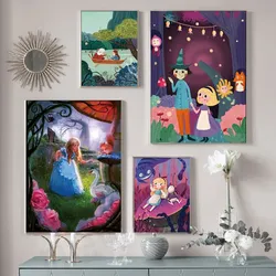 Toile de Dessin Animé Disney, Customisation Alice au Pays des Merveilles, Affiches Mignonnes Imprimées d'Anime, Art Mural, Décoration de Maison pour Enfants small picture n° 2