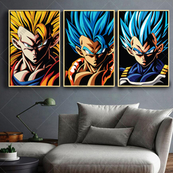 Art mural d'anime périphérique Dragon Ball, affiche de peinture sur toile, impression de Goku, figurine de dessin animé Vegeta, décor de chambre, cadeau de fond small picture n° 2