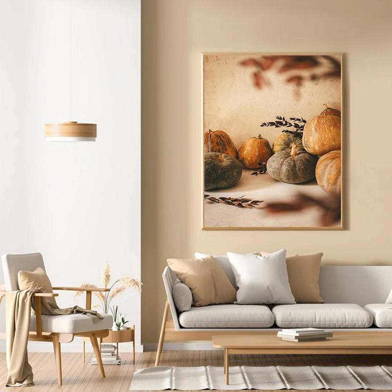 Affiche de feuilles de Aliments de paysage d'automne, peinture sur toile, cuir chevelu d'érable, art mural de paysage naturel, décoration de salon, décor à la maison n° 4