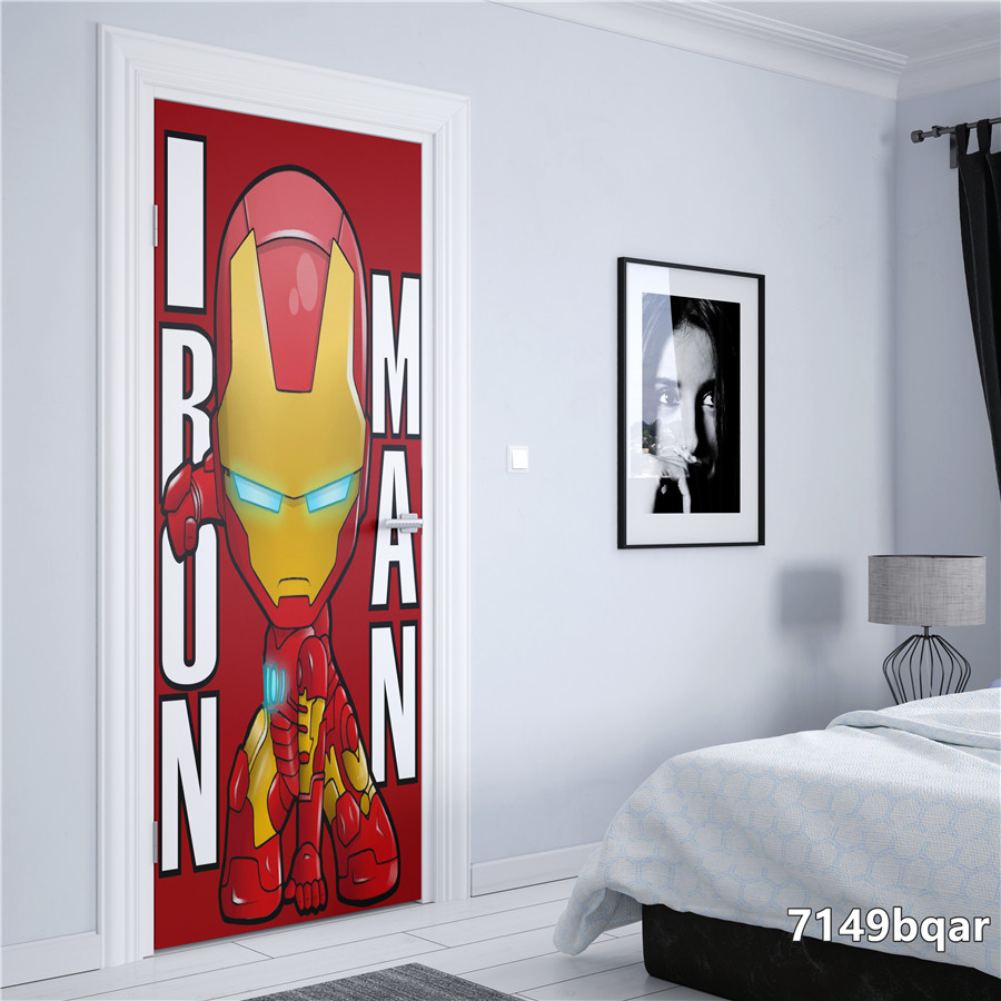 Marvel Avengers Cartoon Smile Hero Poster, Iron Man Wall Art Picture, Cadeau d'anniversaire pour enfants, Chambre à coucher, Décoration de porte, Autocollants n° 3