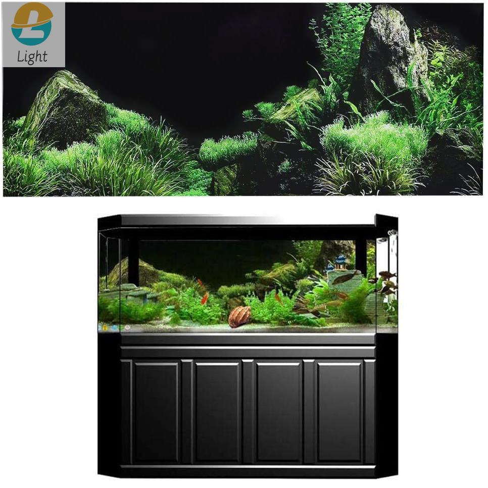 Affiche de paysage d'aquarium 3D, papier peint de forêt tropicale, décoration de fond précieux de poisson, toile de fond auto-arina en PVC, autocollant HD n° 1