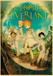 Affiche de dessin animé The Promised Neverland, nostalgie, impression sur papier kraft, décoration murale créative, 73 stickers, peinture pour chambre à coucher small picture n° 6