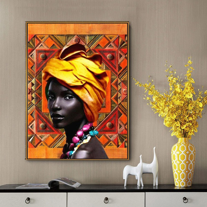 Affiche de peinture de portrait de femmes africaines, impression HD, impression sur toile, décoration esthétique de la maison, art mural n° 2