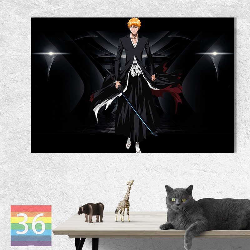 Affiche sur toile de l'anime japonais classique Wiltshire ach Ichigo Kurosaki, impression, décoration murale, cadeau, rick Ichigo Kurosaki n° 3