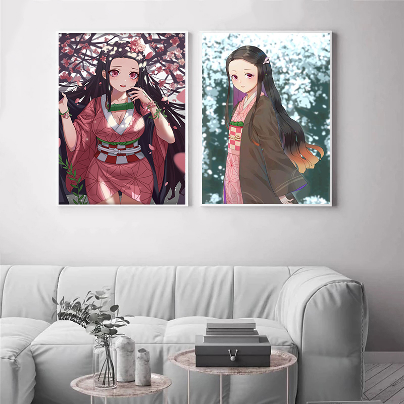 Peinture sur toile japonaise Anime Manga Demon Slayer, Kamado Nezuko, affiches Rick, décoration artistique murale, impressions vivantes, gérer la maison n° 3