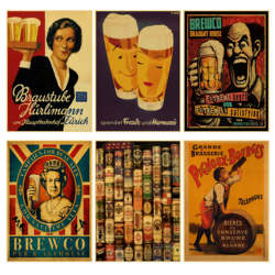 Affiche de Collection de vin de bière, café Bars, affiches de décoration de cuisine, ornement Vintage, autocollants muraux rétro small picture n° 1