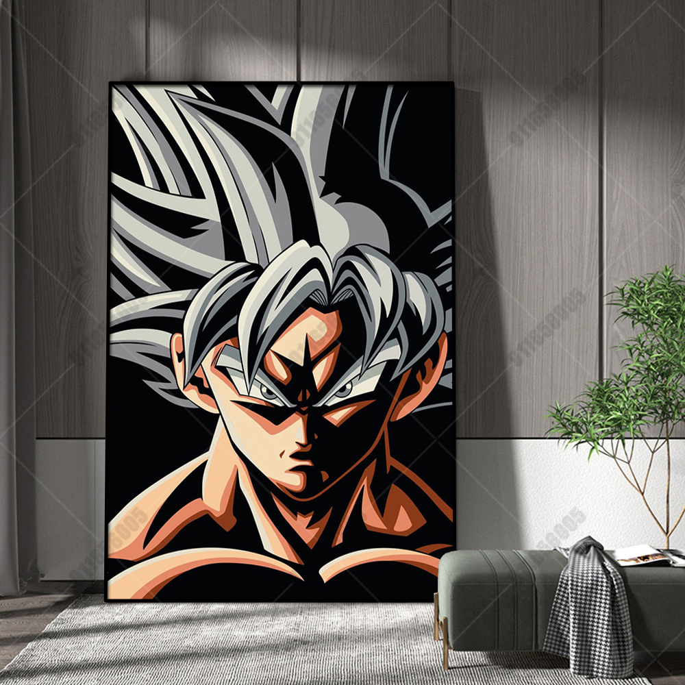 Art mural d'anime périphérique Dragon Ball, affiche de peinture sur toile, impression de Goku, figurine de dessin animé Vegeta, décor de chambre, cadeau de fond n° 4