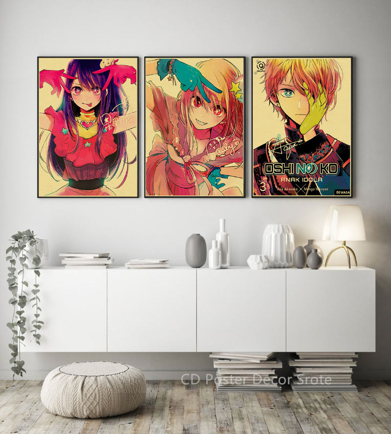 Affiche vintage Anime Hosh37Ai AdrenRetro, Okr No Ko, peinture murale d'art esthétique, impressions de chambre, décor à la maison, chaud, 2023, 73 n° 2