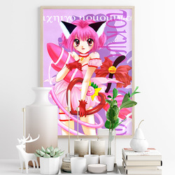 Affiche d'art japonaise imprimée, dessin animé de Tokyo Mew Mew, Manga, peinture sur toile, chat fille, autocollants muraux, décor small picture n° 4