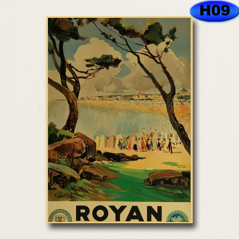 Affiches de voyage de la ville du monde en papier Kraft Vintage, impression esthétique de paysage, peinture artistique murale, décor de maison, décoration murale de Bar n° 3