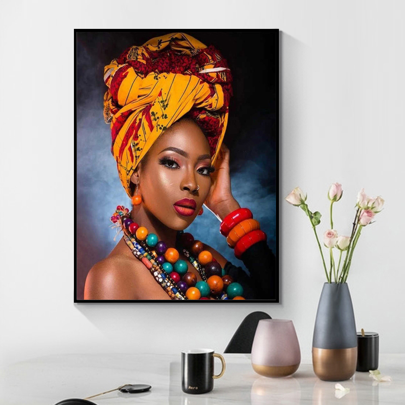 Affiche de peinture de portrait de femmes africaines, impression HD, impression sur toile, décoration esthétique de la maison, art mural n° 3