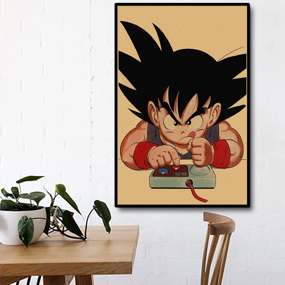 Affiche sur toile, dessin animé japonais, rétro Dragon Ball, Goku, Gohan, Vegeta, Piccolo Friza, peinture murale, cadeau pour enfants n° 4