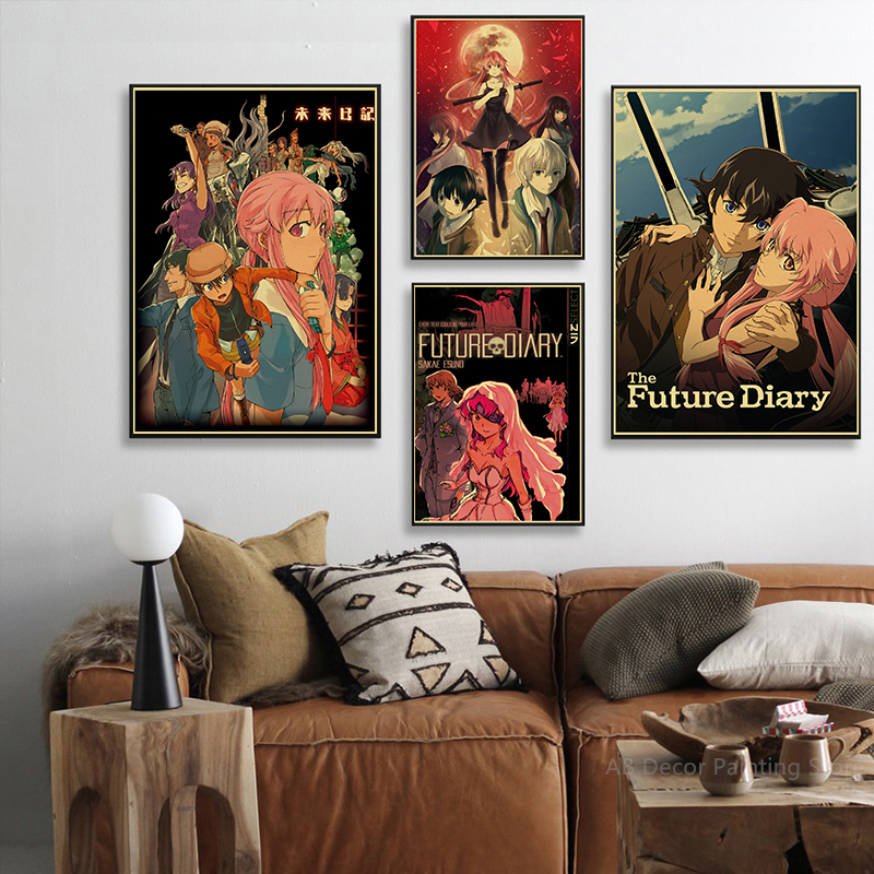 Mirai Intérieur ki Future Diary Poster, Retro Anime Poster, Manga Kraft Paper Prhonneur, Cartoon Vintage Home Room, 73Bar Art Wall Decor Painting n° 3