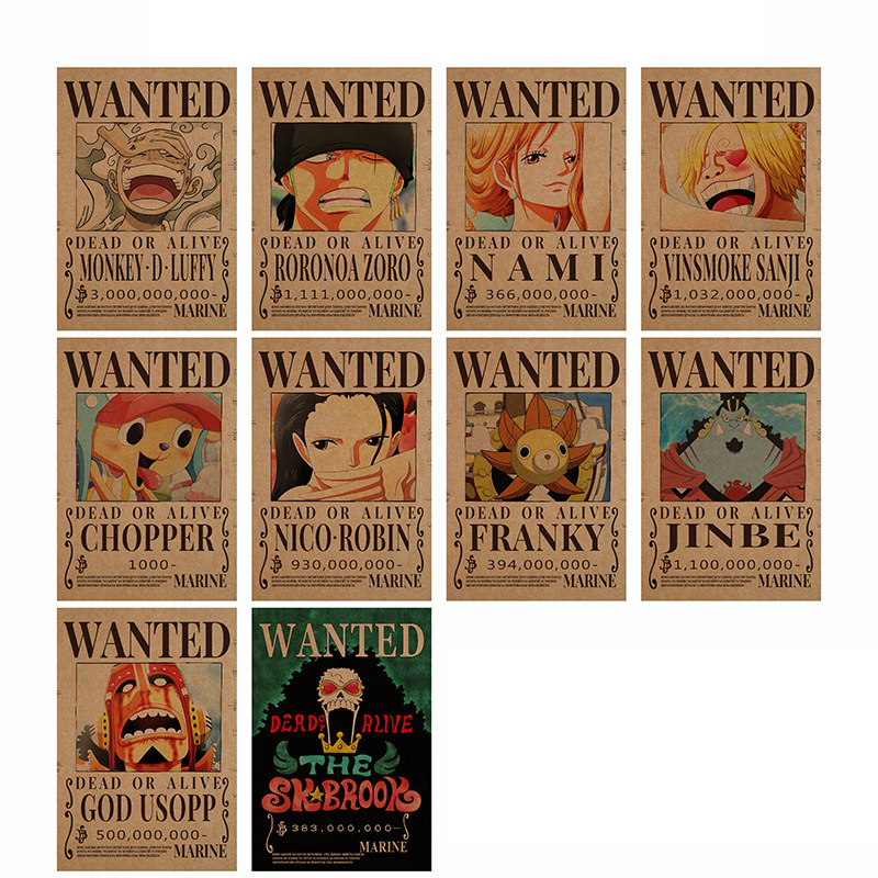 One Piece Wanted Bounty Optics Papier Kraft Poster, Anime, Luffy, Chapeau de Paille, Pirates, Quatre Empereurs, Oka Shichibukai Wallpaper, RoomDecor n° 4