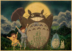 Autocollant mural de dessin animé Tonari no Totoro, affiches de décoration pour la maison, papier kraft Pictur, impressions rétro, art bar, 4K HD small picture n° 3