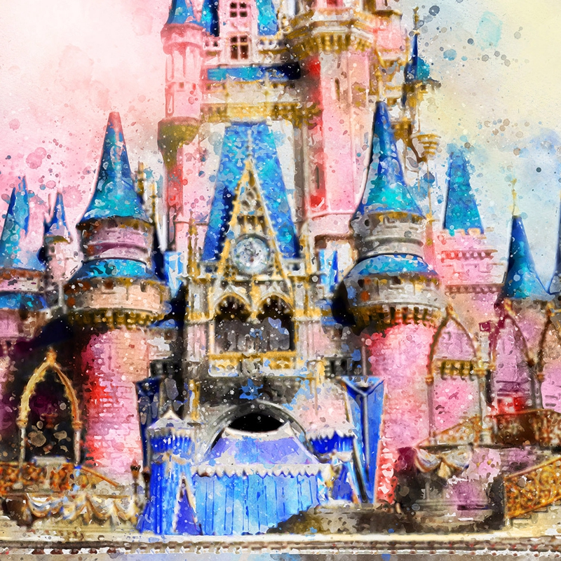 Disney Princess Castle Print Cartoon Poster, Magic Kingdom Art Canvas Painting, Baby Girls Room Wall Decor, Interconnexion n° 2