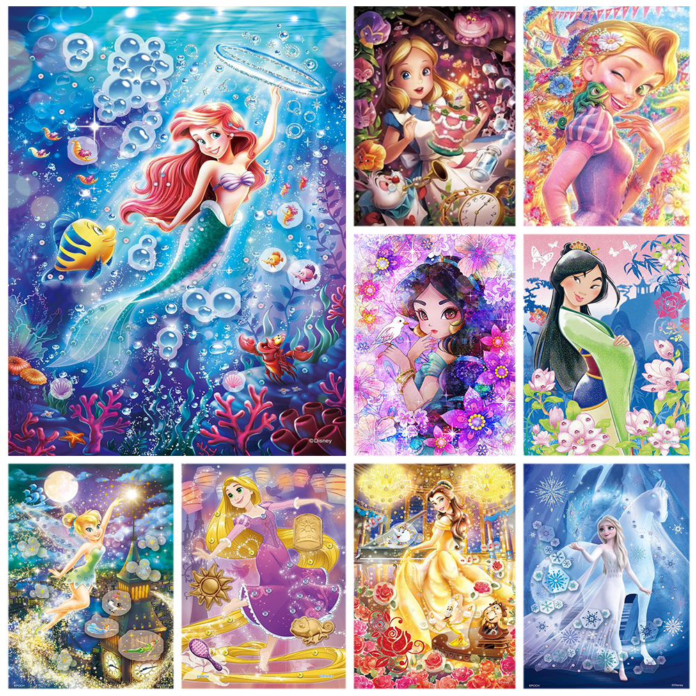 Disney-Affiche de dessin animé Raiponce pour la décoration intérieure, peinture sur toile, la petite sirène, impressions d'art mural princesse, image pour le salon n° 1