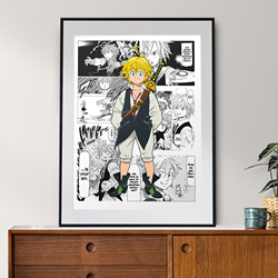 Affiche des Sept Péchés Mortels, Dessin Animé Japonais, Vintage en Noir et Blanc, Impression sur Toile, Art Mural, Décoration de Chambre, Kawaii, pour la Maison small picture n° 2