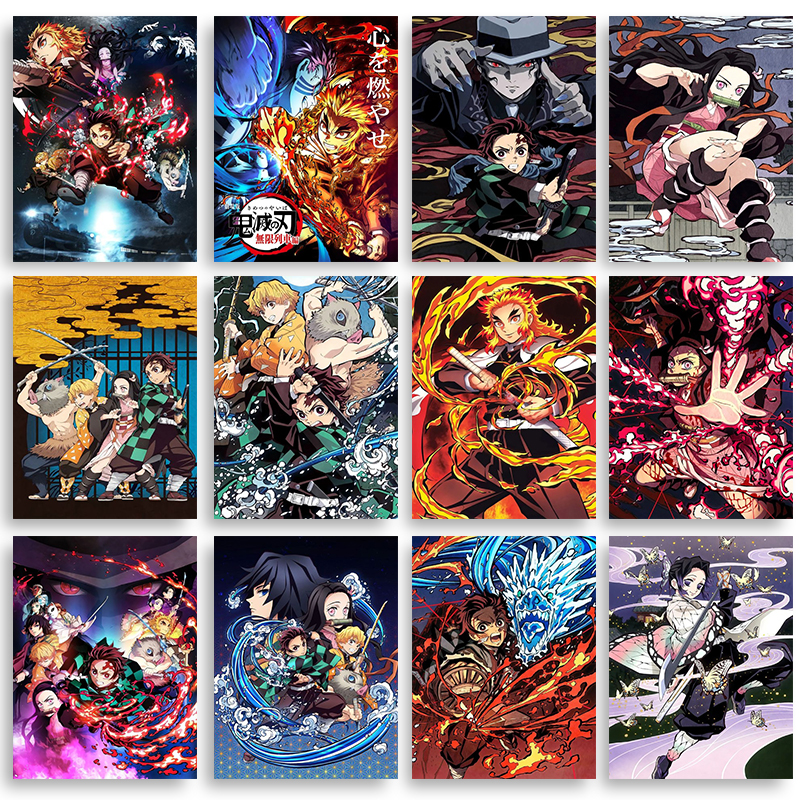 Peinture sur toile classique Anime Demon Slayer, affiches Rick, image d'art mural HD, maison moderne, décoration de chambre d'enfant n° 1