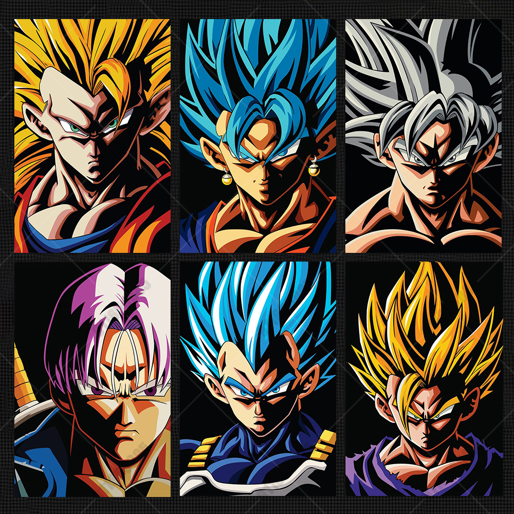 Art mural d'anime périphérique Dragon Ball, affiche de peinture sur toile, impression de Goku, figurine de dessin animé Vegeta, décor de chambre, cadeau de fond n° 1