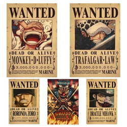 Figurines d'action de l'anime One Piece, Luffy Gear 5, Intérieur a Billion Bounty Wanted Posters, Four Emperors, Vintage Wall Decoration, Poster Toys small picture n° 2