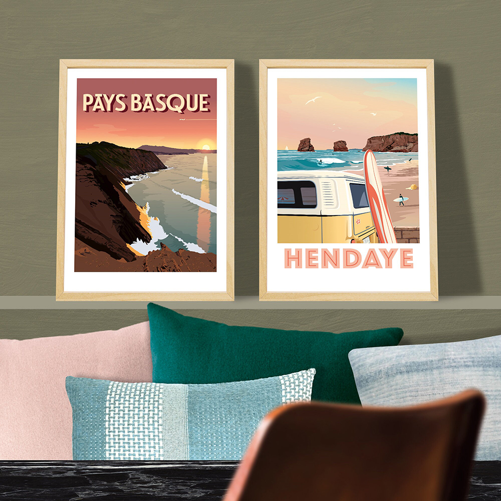 Affiche de voyage de Saint-د, Espagne, Pays Basque, Art mural nordique, Peinture sur toile, Paysage océanique, Décoration d'intérieur n° 1