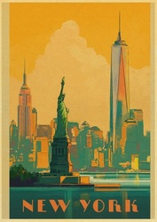 Affiche de Ville Touristique de Dessin Animé, Affiche de New York Minimaliste, Peinture Artistique Rétro en Papier Kraft, Décoration Murale pour la Maison, la Chambre, le Bar small picture n° 3