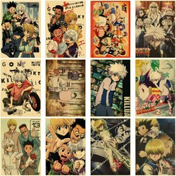 Affiche japonaise en papier kraft, anime Hunter X Hunter, figure manga Killua Gon Hisoka, peinture murale vintage, décoration de la maison