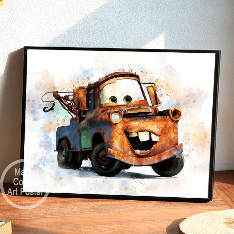 Disney-Pixar Cars Anime Poster, Peinture sur toile, Impressions murales, Image décorative pour la maison, Décor de chambre d'enfant, Cadeaux mignons n° 3