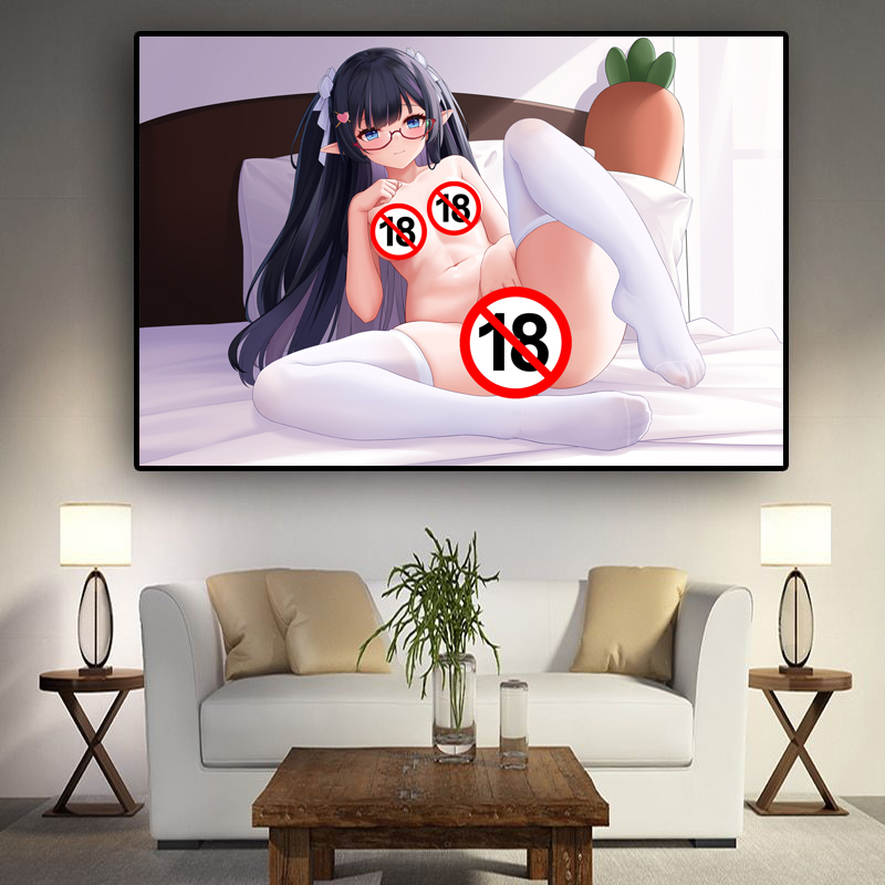 Affiches et impressions sur toile d'art mural non censurées Anime, chatte sexy, fille nue, coutumes modernes pour la décoration de la maison et de la chambre, J039 n° 3