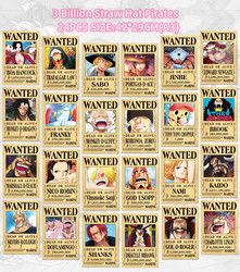 One Piece Luffy Gear 5 Wanted Poster, Jinbe, Nami, Chopper, C.Zoro, Sanji, Usopp, SABO, ACE, LAW, Autocollant Toy, 24 PCs/uno small picture n° 2