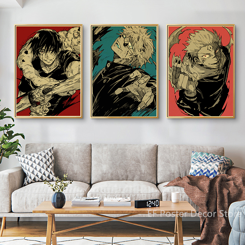 Affiche de la saison 2 du manga de Jujutsu Kaimmer, peinture murale d'art rétro nostalgique pour décoration de chambre et de maison n° 4