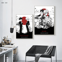 Affiches en toile imprimées HD Canavs, Hunter X Hunter Anime, peinture noire et blanche, art mural comique, gérer pour chambre d'enfant, décoration d'intérieur small picture n° 4