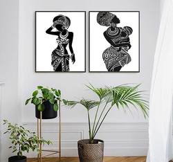 Belle femme africaine avec bébé pour chambre à coucher, art mural, peinture sur toile, image murale en noir et blanc, affiche imprimée, décoration d'intérieur small picture n° 4