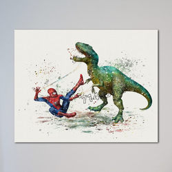 Affiches de héros de dessin animé Marvel Avengers, sourire, aquarelle, dinosaure, chambre d'enfant, décoration d'intérieur, peinture sur toile de qualité, art mural small picture n° 3