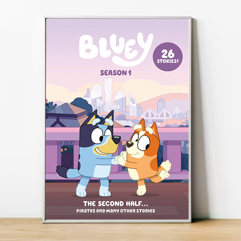 Affiche Murale de Dessin Animé B-Bluey pour Décoration de Chambre d'Enfant, Affiche d'Art Décoratif Customisé pour la Maison n° 4