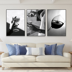 Affiche de Champagne en Noir et Blanc, Art Mural, Impression sur Toile, Femme Sexy, Peinture sur Toile, Décor de Salle à Manger, Chambre d'Adolescente