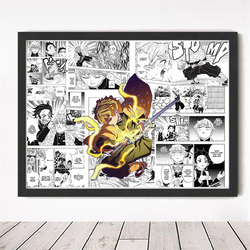 Pop Anime Figure Demon Slayer Poster Set, Comic Movie Cartoon, Black and White Manga Canvas Print, Wall Art, Kids Room Decor, Kawaii small picture n° 4