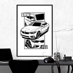 Affiche de toile de manga noir et blanc de voitures de JDM, décoration minimaliste de mur de pièce à la maison, décor d'art de mur de voiture d'horizon, esthétique small picture n° 4