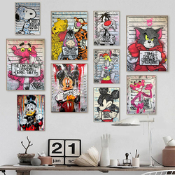 Affiches d'art mural de personnages de dessins animés Disney, graffiti, souris Donald Duck, peinture sur toile, image imprimée murale, décor de chambre à la maison small picture n° 1