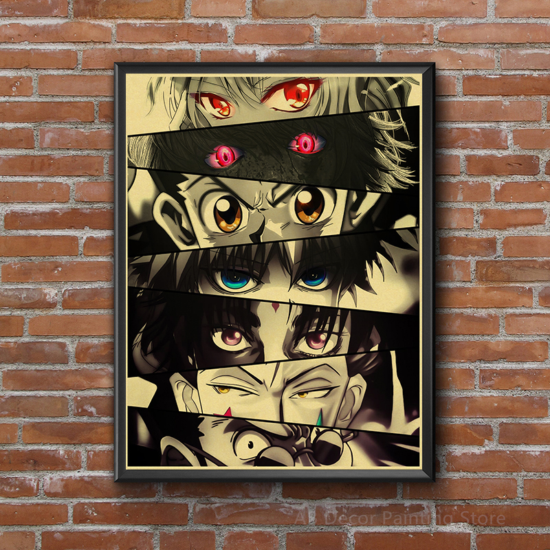 Affiches rétro d'anime de manga de Hunter X Hunter, papier kraft de Hisoka, impressions vintage, décor à la maison et à la chambre, art esthétique, peinture murale n° 4